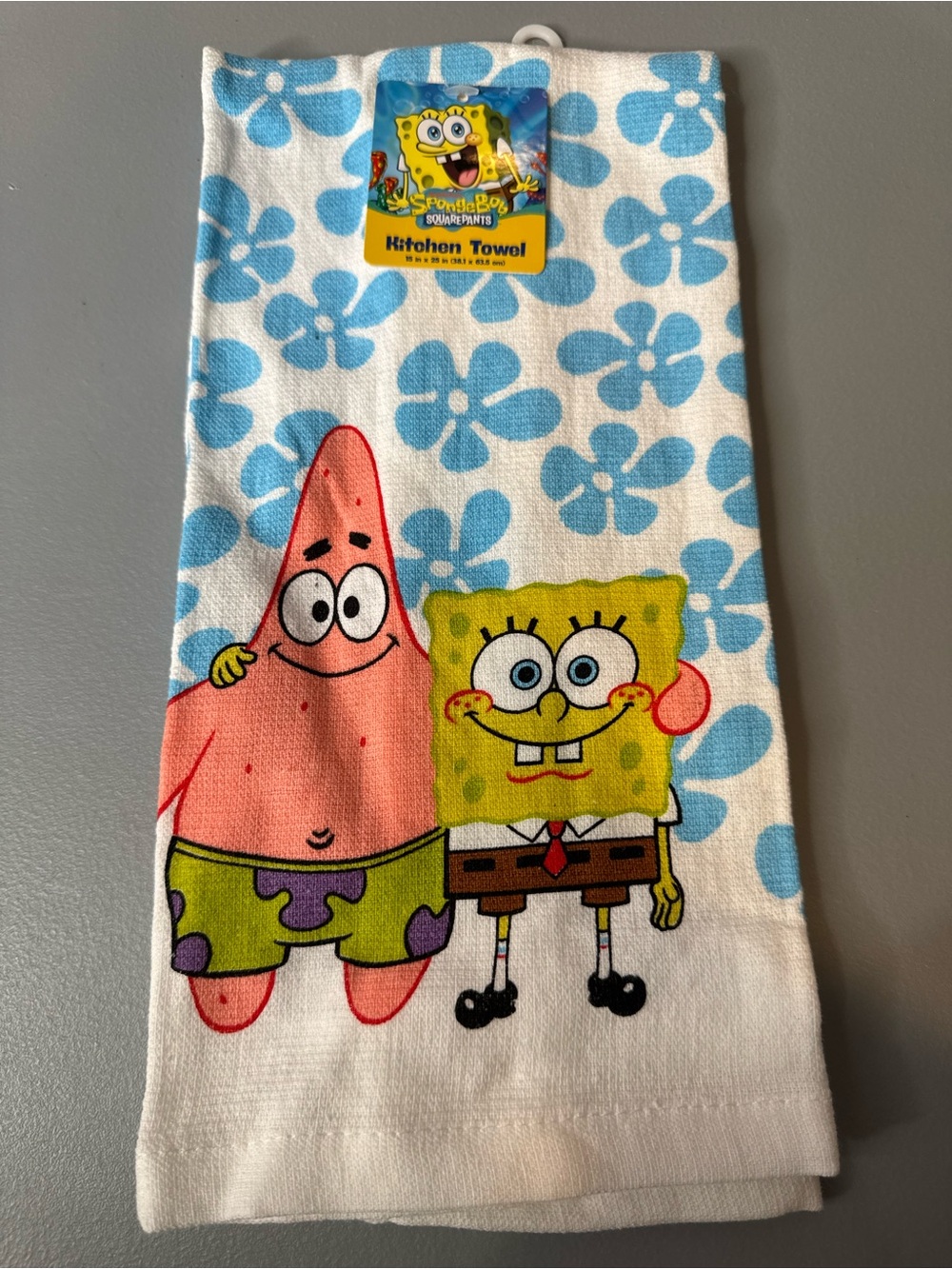 SpongeBob Squarepants and Patrick Star kitchen Towel White, Blue, Yellow & Pink